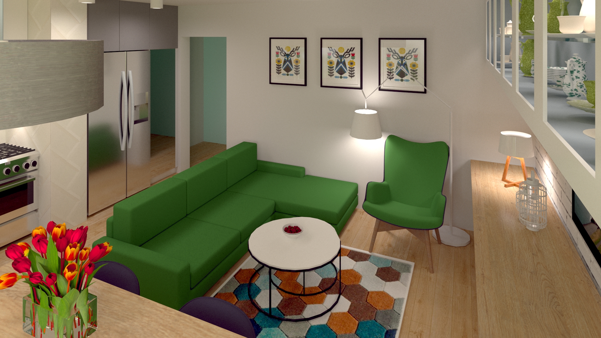 Salon Z Aneksem Kuchennym 23 M2 W Bloku Z Wielkiej Plyty W Chojnicach Malgorzata Thielemann Projektowanie Wnetrz Brusy