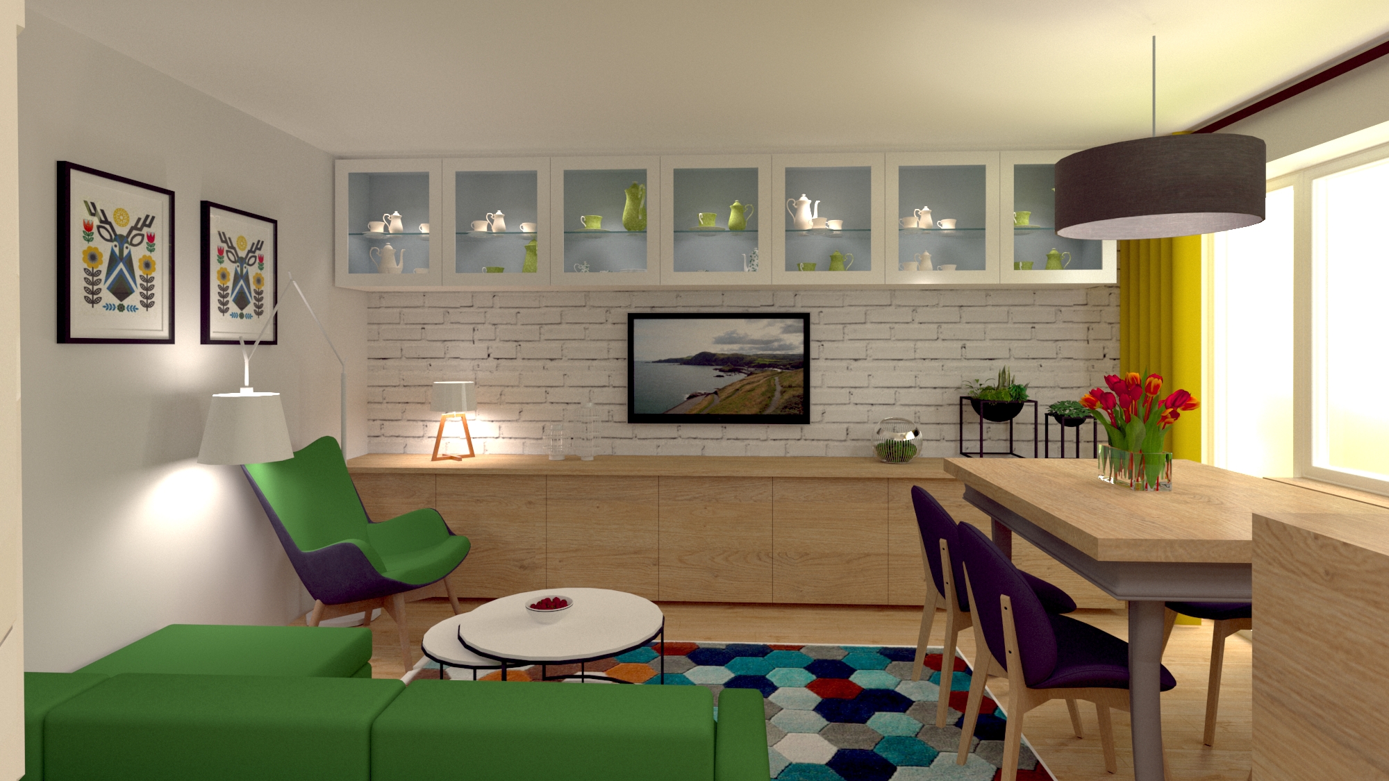 Salon Z Aneksem Kuchennym 23 M2 W Bloku Z Wielkiej Plyty W Chojnicach Malgorzata Thielemann Projektowanie Wnetrz Brusy